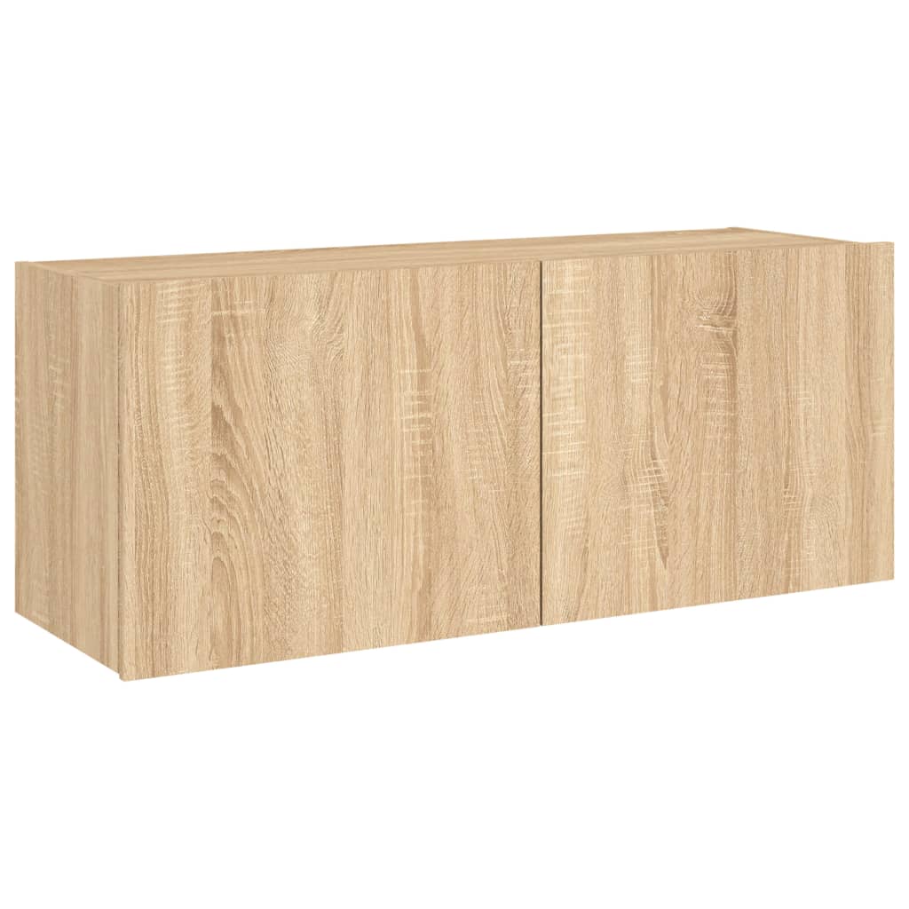 Meuble TV mural avec lumières LED chêne sonoma 100x35x41 cm - XIOS