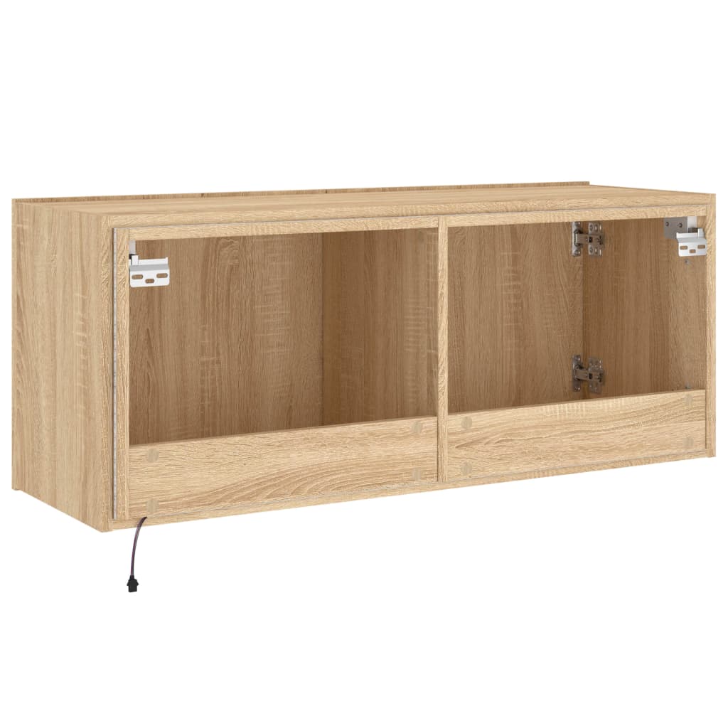 Meuble TV mural avec lumières LED chêne sonoma 100x35x41 cm - XIOS