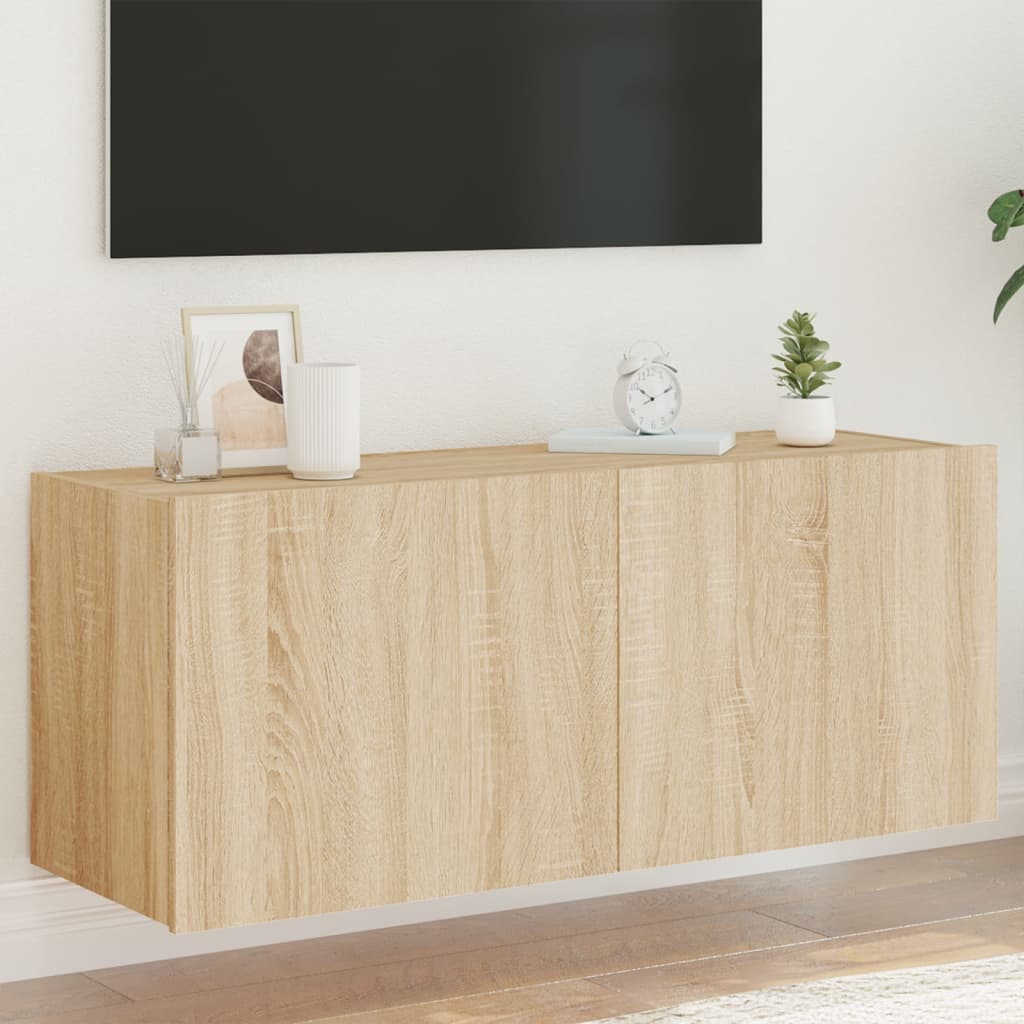 Meuble TV mural avec lumières LED chêne sonoma 100x35x41 cm - XIOS
