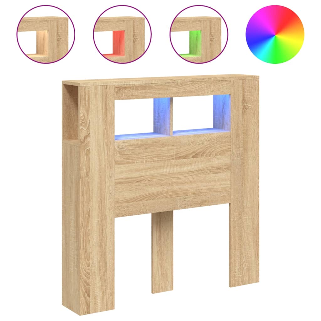 Tête de lit à LED chêne sonoma 100x18,5x103,5cm bois ingénierie - XIOS