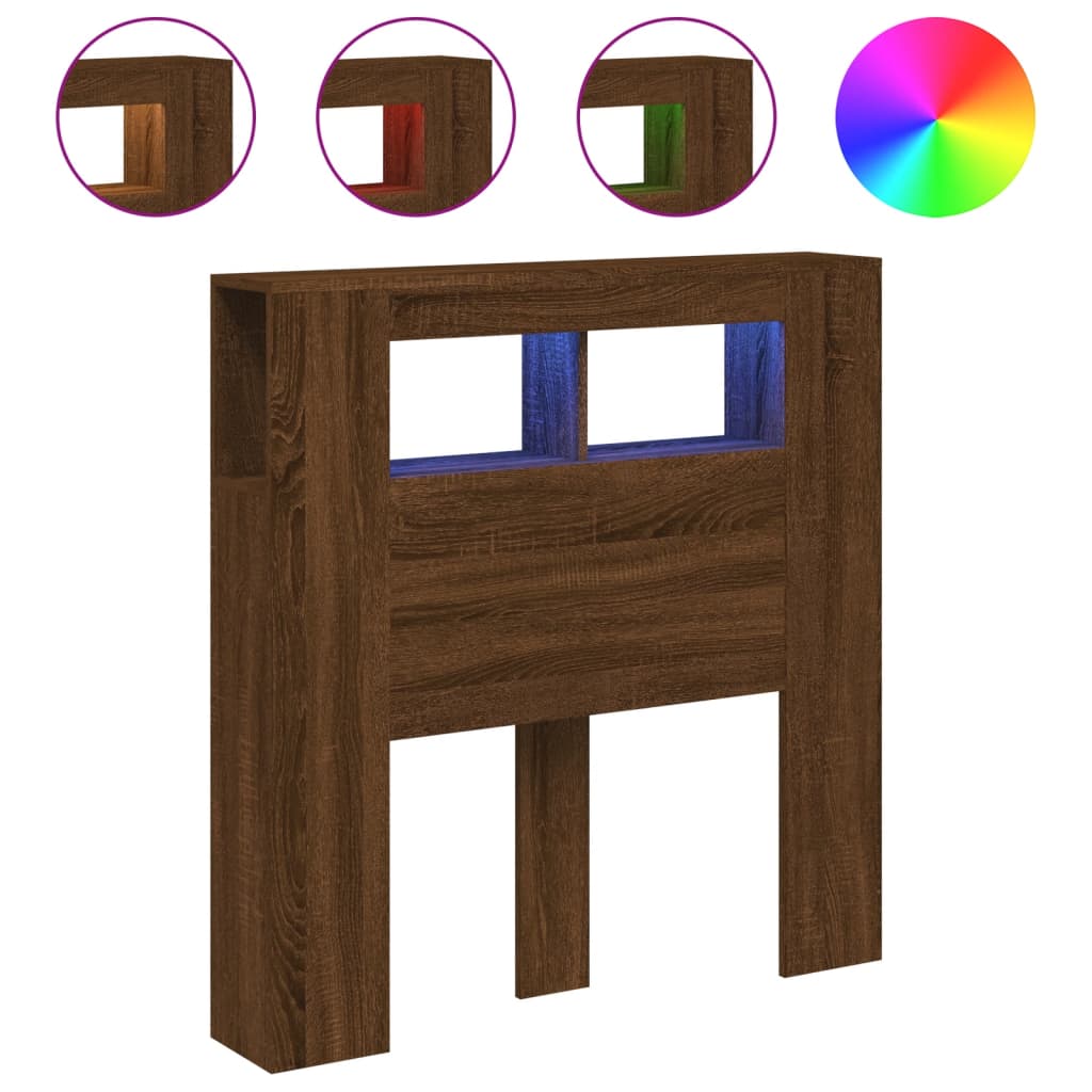 Tête de lit à LED chêne marron 100x18,5x103,5cm bois ingénierie - XIOS