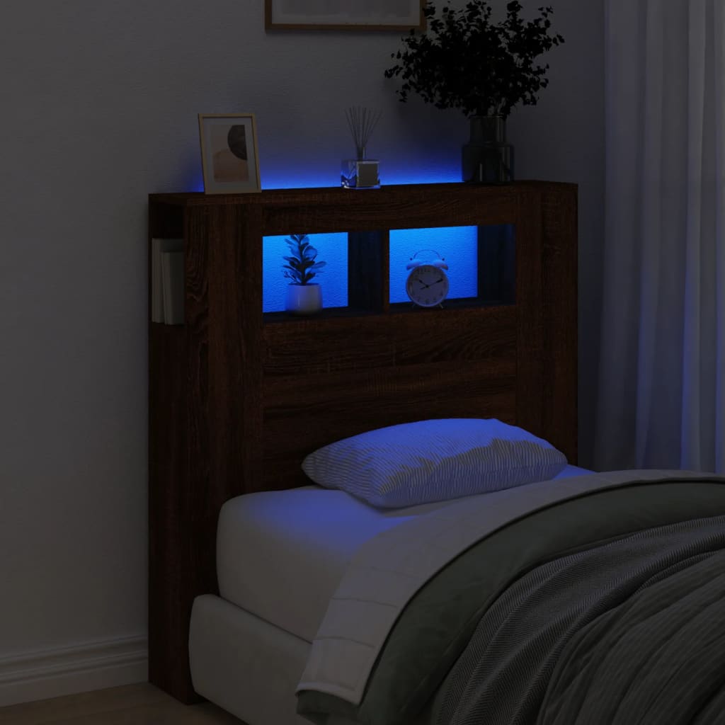 Tête de lit à LED chêne marron 100x18,5x103,5cm bois ingénierie - XIOS