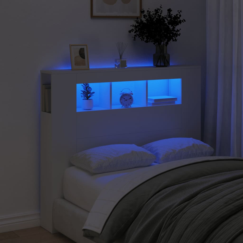 Tête de lit à LED blanc 120x18,5x103,5 cm bois d'ingénierie - XIOS