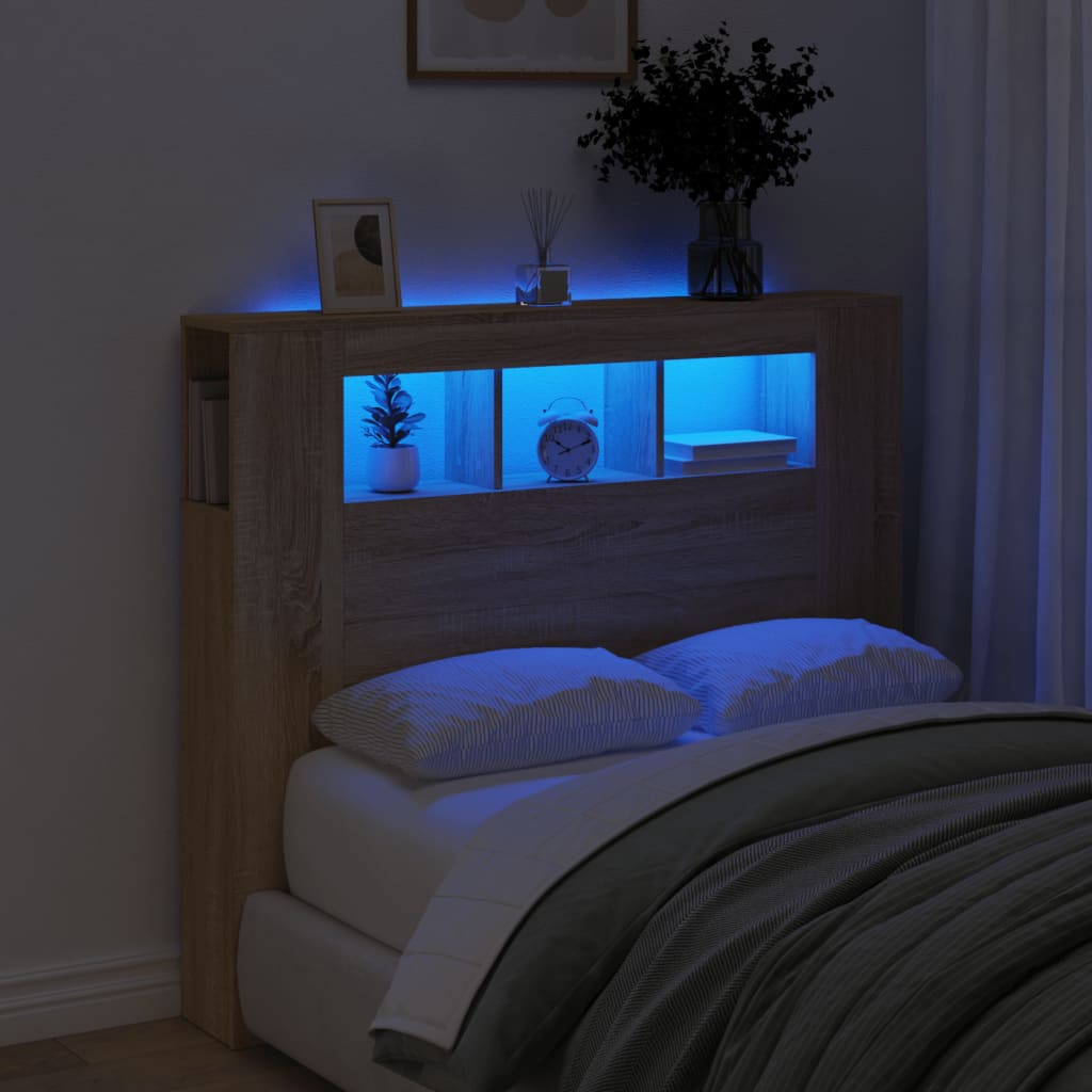 Tête de lit à LED chêne sonoma 120x18,5x103,5cm bois ingénierie - XIOS