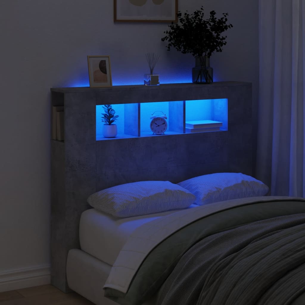 Tête de lit à LED gris béton 120x18,5x103,5cm bois d'ingénierie - XIOS