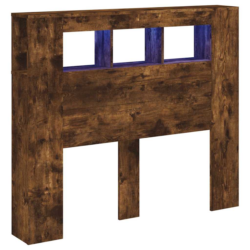 Tête de lit à LED chêne fumé 120x18,5x103,5cm bois d'ingénierie - XIOS