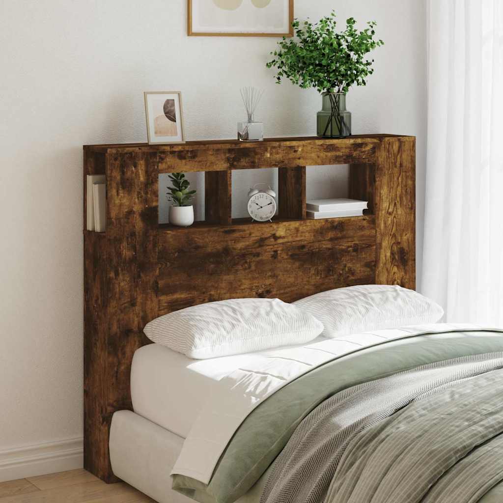 Tête de lit à LED chêne fumé 120x18,5x103,5cm bois d'ingénierie - XIOS