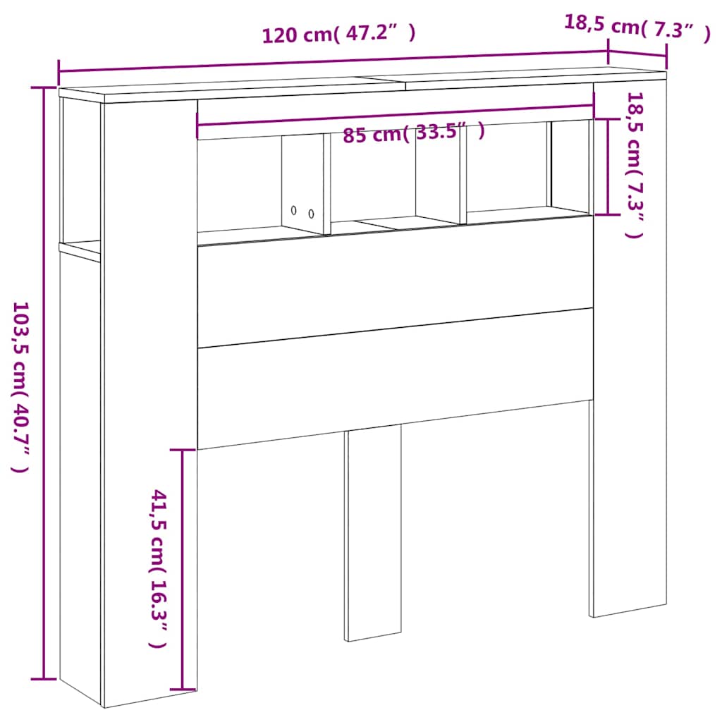 Tête de lit à LED chêne fumé 120x18,5x103,5cm bois d'ingénierie - XIOS
