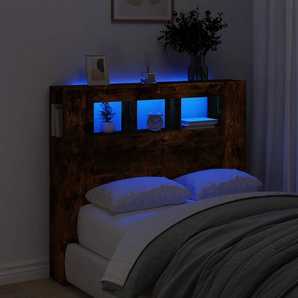 Tête de lit à LED chêne fumé 120x18,5x103,5cm bois d'ingénierie - XIOS