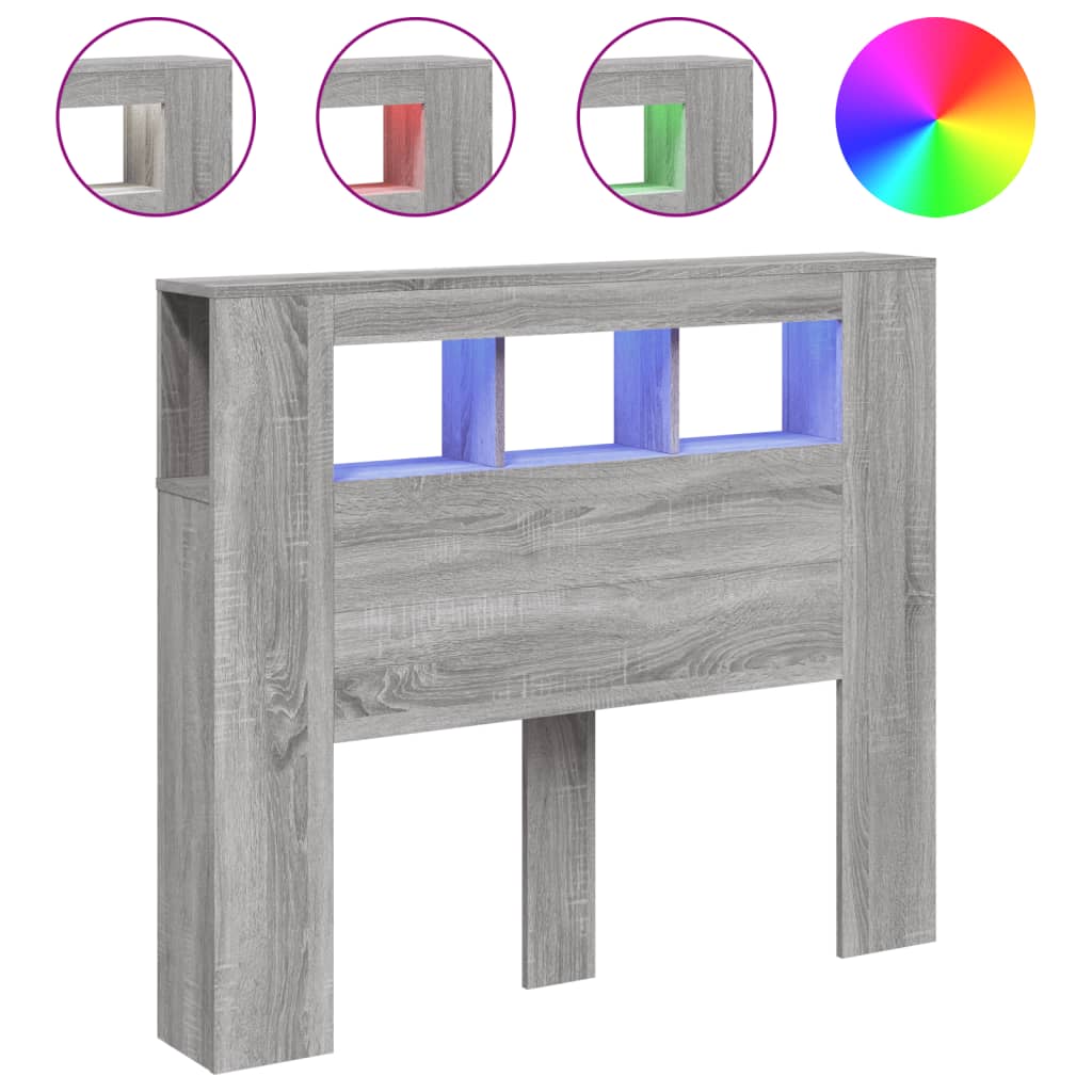 Tête de lit à LED sonoma gris 120x18,5x103,5 cm bois ingénierie - XIOS