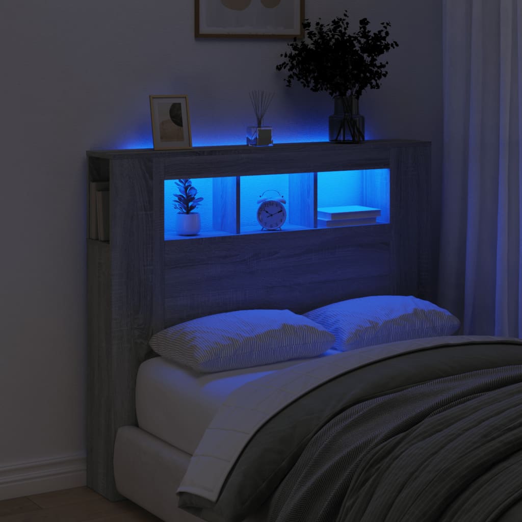 Tête de lit à LED sonoma gris 120x18,5x103,5 cm bois ingénierie - XIOS
