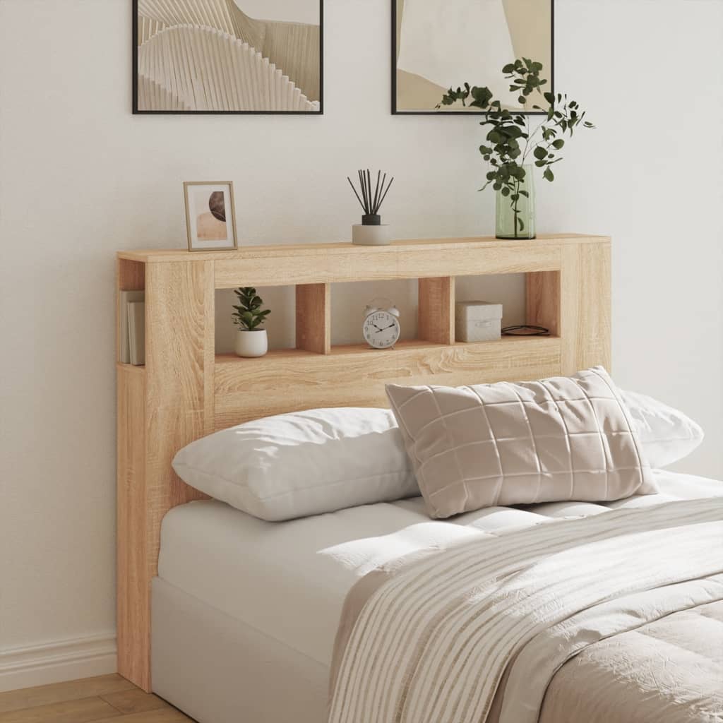 Tête de lit à LED chêne sonoma 140x18,5x103,5cm bois ingénierie