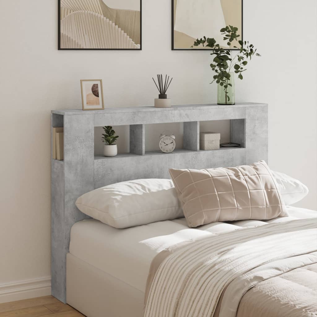 Tête de lit à LED gris béton 140x18,5x103,5cm bois d'ingénierie - XIOS