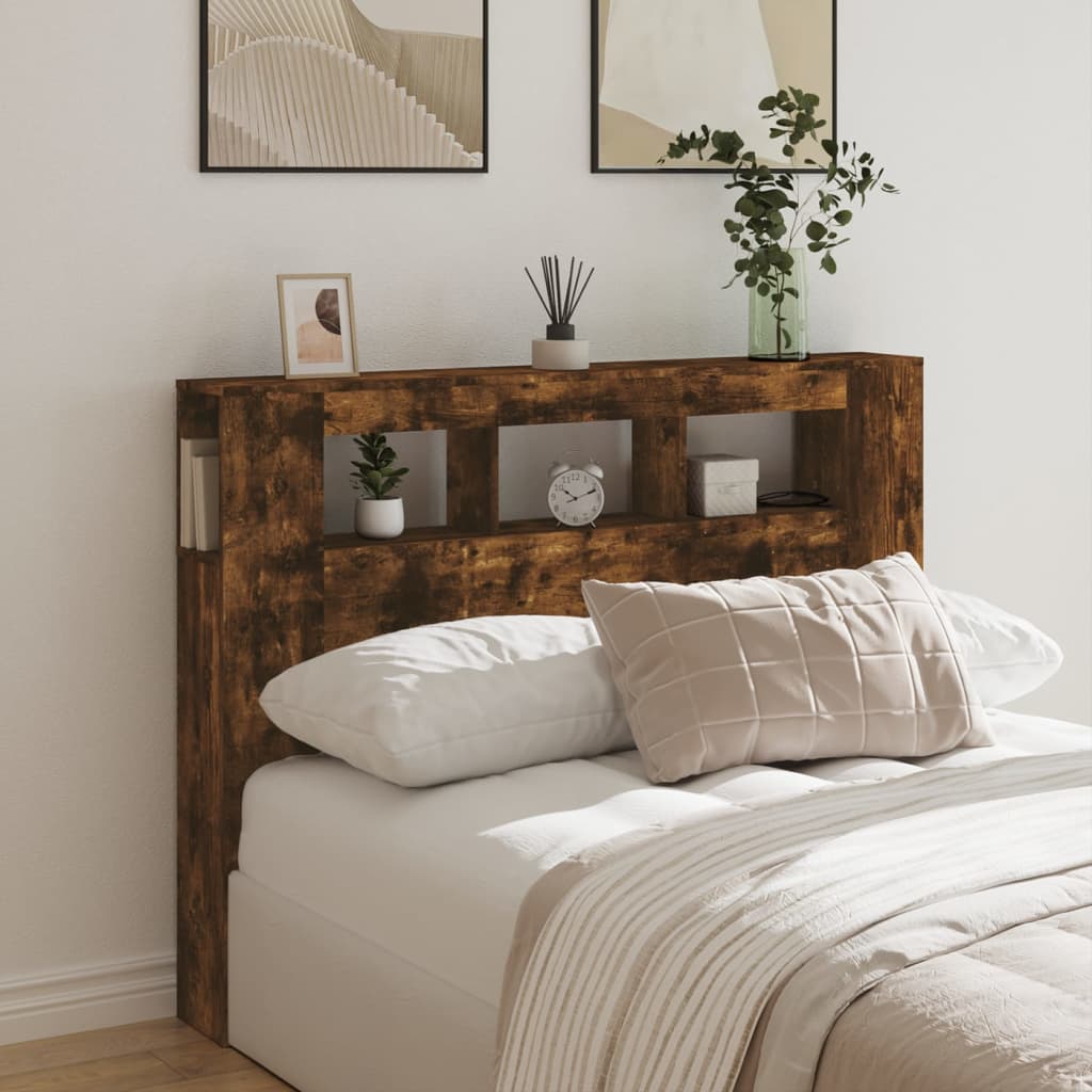 Tête de lit à LED chêne fumé 140x18,5x103,5cm bois d'ingénierie - XIOS