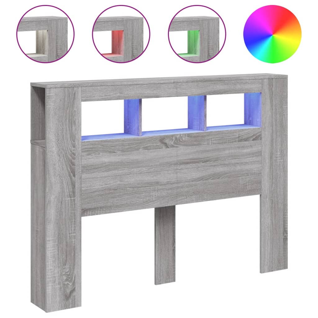 Tête de lit à LED sonoma gris 140x18,5x103,5 cm bois ingénierie - XIOS