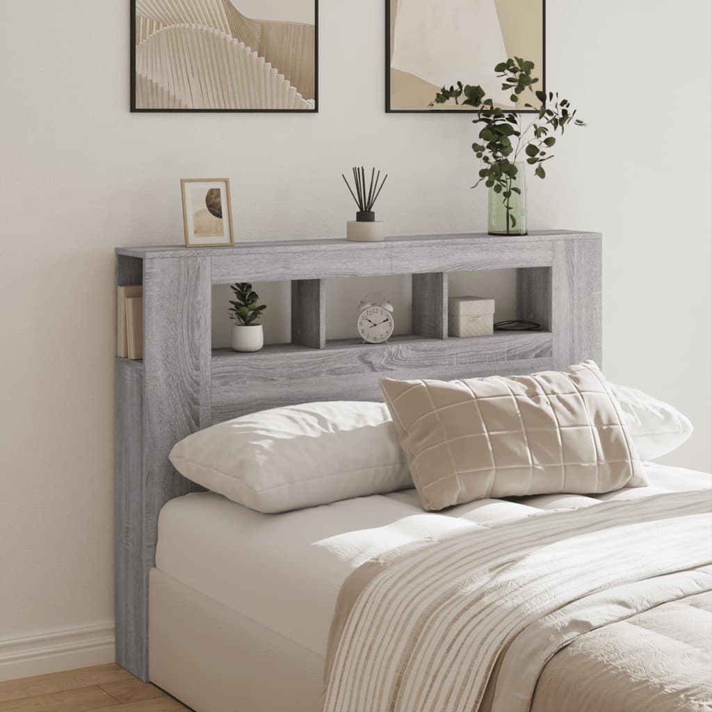 Tête de lit à LED sonoma gris 140x18,5x103,5 cm bois ingénierie - XIOS