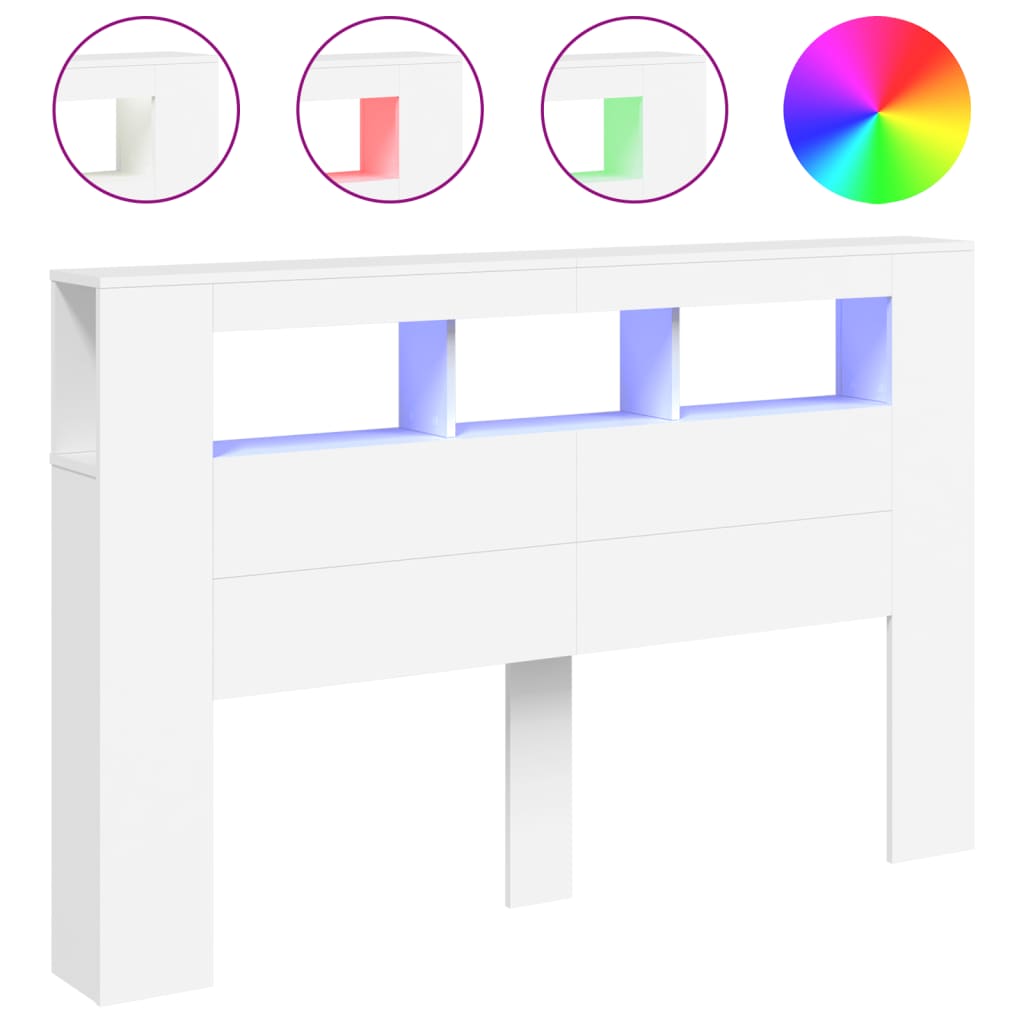 Tête de lit à LED blanc 160x18,5x103,5 cm bois d'ingénierie - XIOS