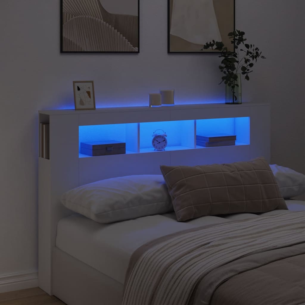 Tête de lit à LED blanc 160x18,5x103,5 cm bois d'ingénierie - XIOS