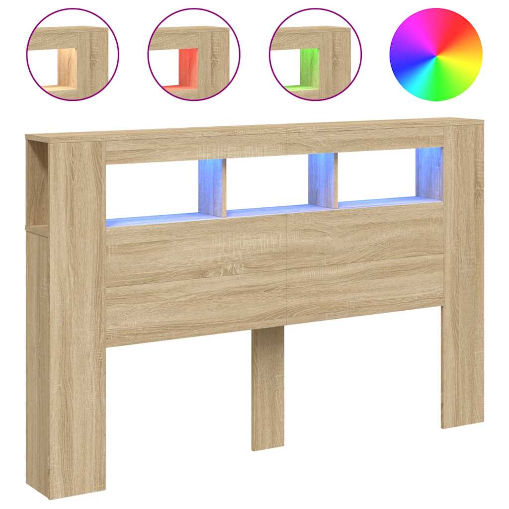 Tête de lit à LED chêne sonoma 160x18,5x103,5cm bois ingénierie - XIOS