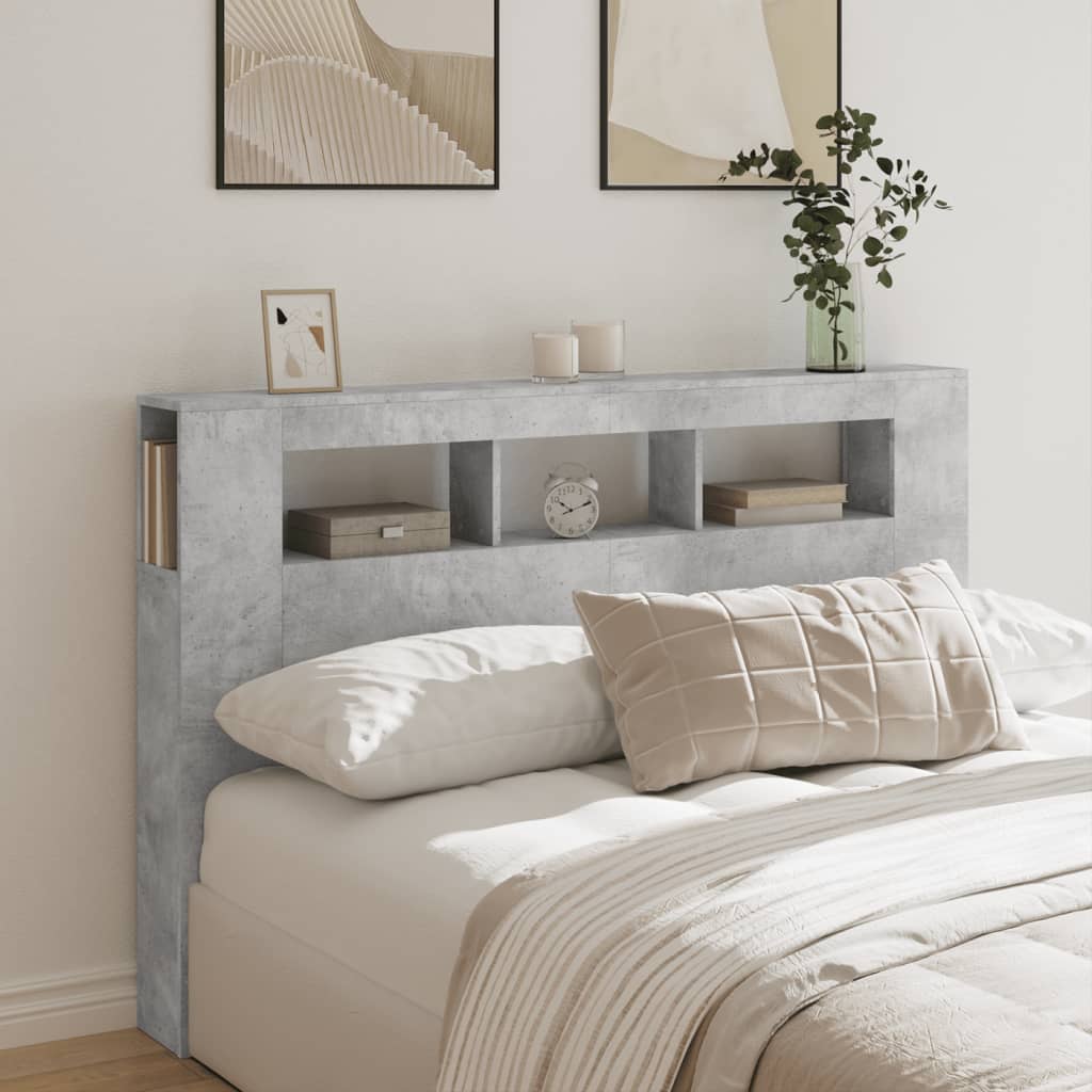 Tête de lit à LED gris béton 160x18,5x103,5cm bois d'ingénierie - XIOS