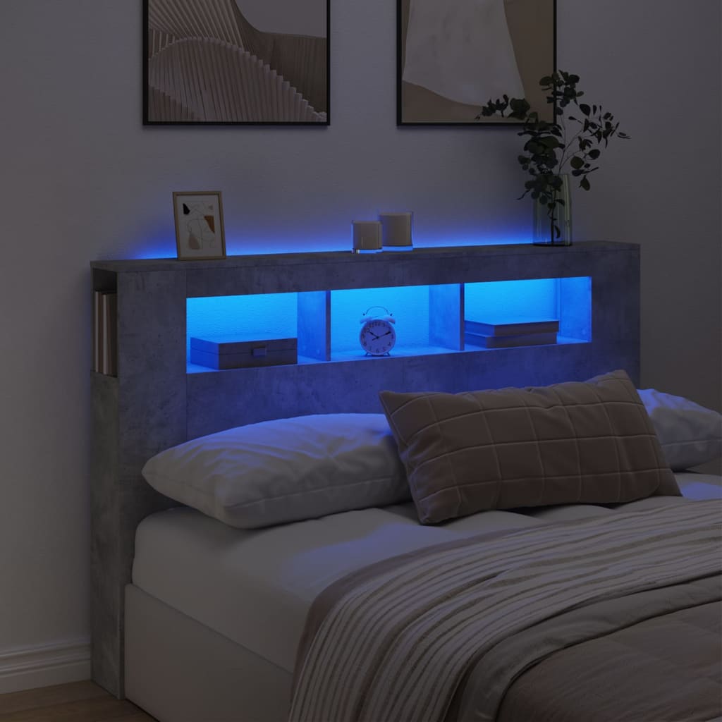 Tête de lit à LED gris béton 160x18,5x103,5cm bois d'ingénierie - XIOS