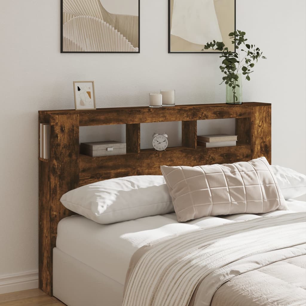 Tête de lit à LED chêne fumé 160x18,5x103,5cm bois d'ingénierie - XIOS