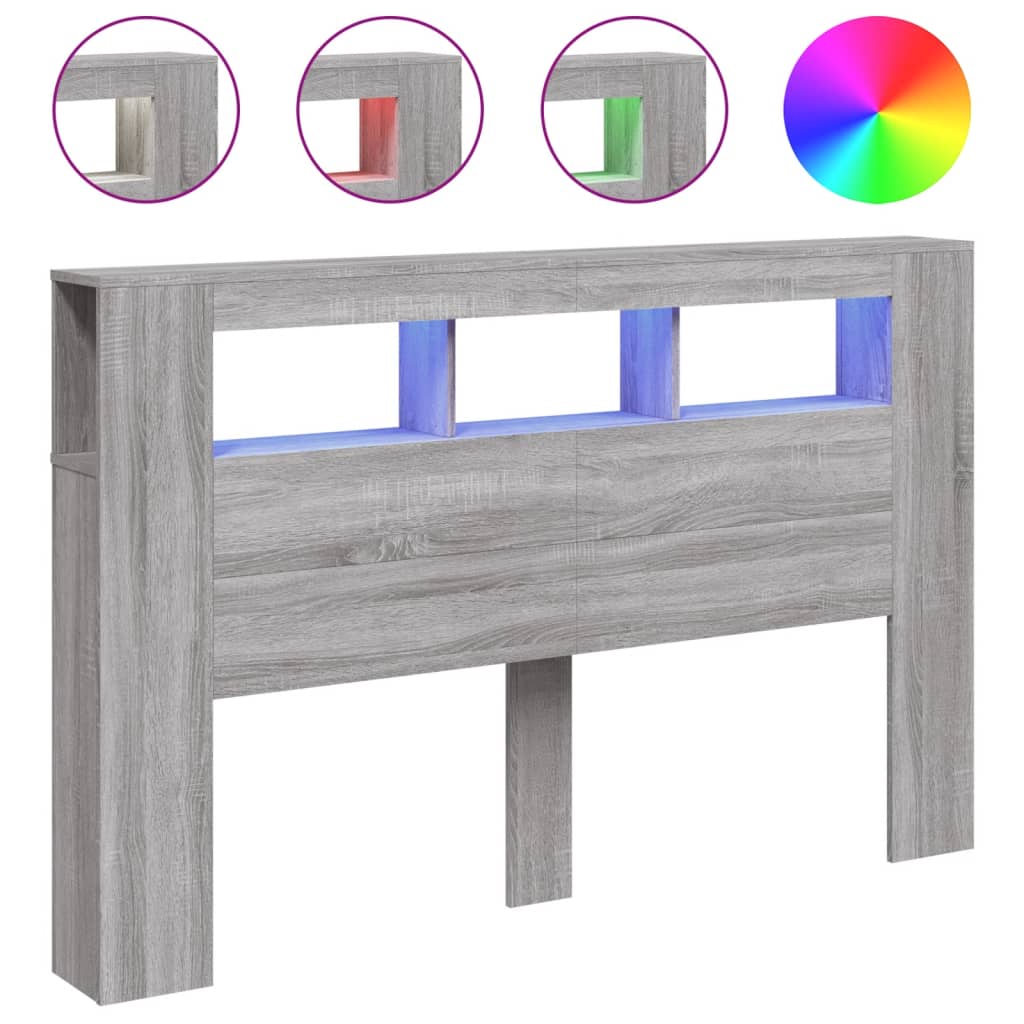 Tête de lit à LED sonoma gris 160x18,5x103,5 cm bois ingénierie - XIOS