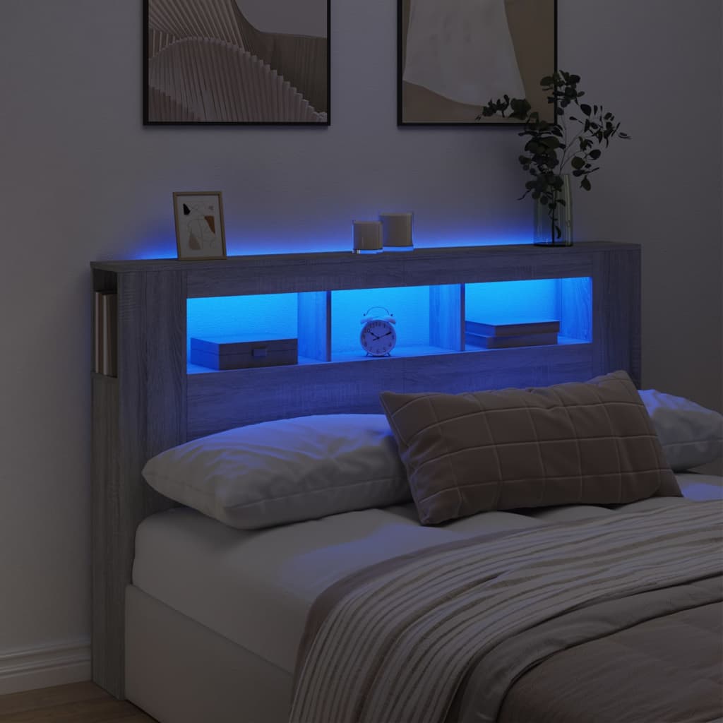 Tête de lit à LED sonoma gris 160x18,5x103,5 cm bois ingénierie - XIOS