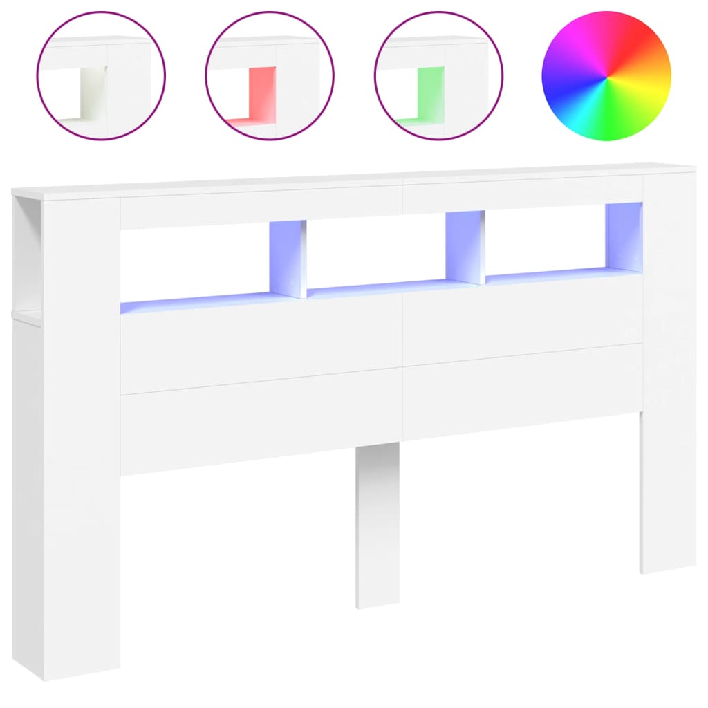 Tête de lit à LED blanc 180x18,5x103,5 cm bois d'ingénierie - XIOS