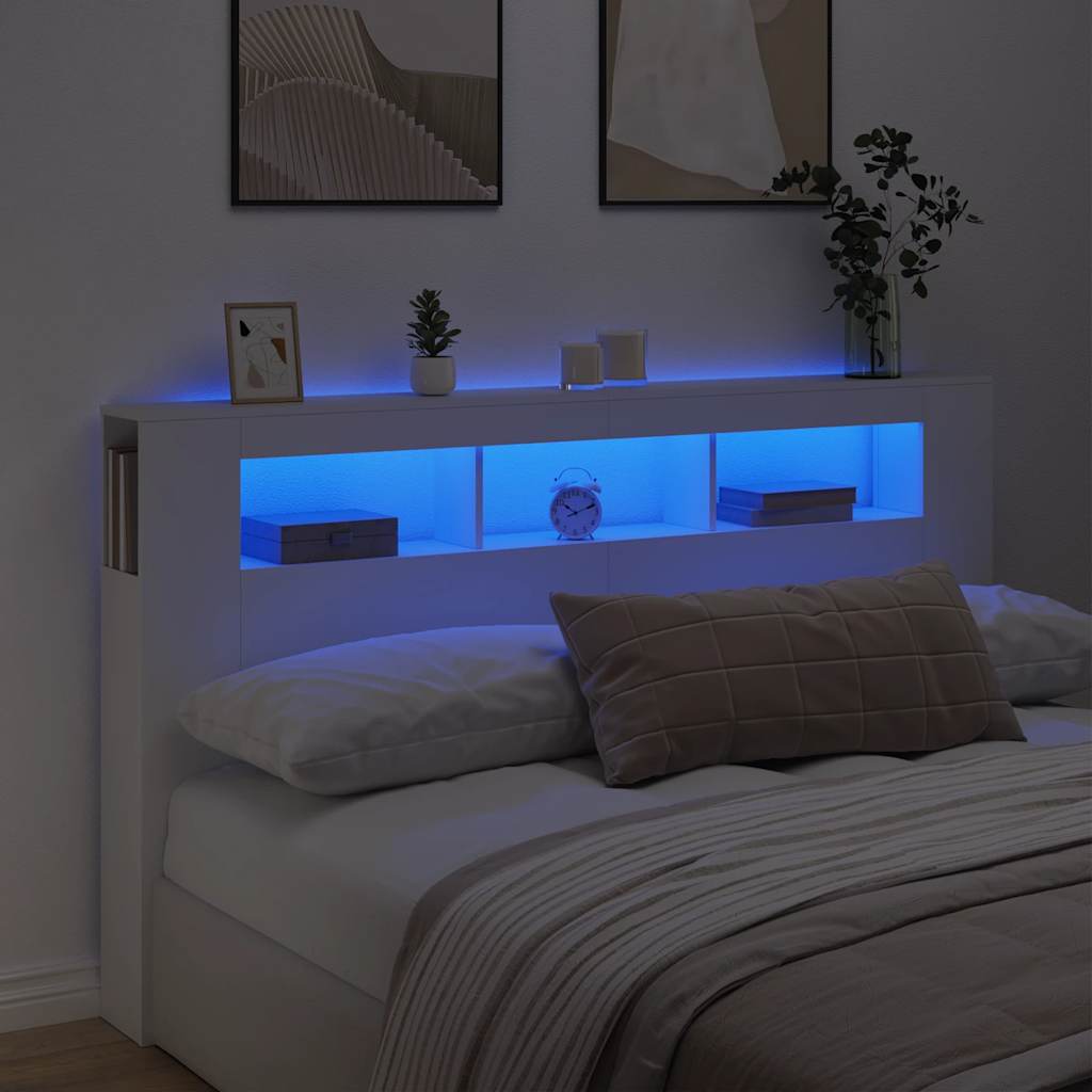 Tête de lit à LED blanc 180x18,5x103,5 cm bois d'ingénierie - XIOS