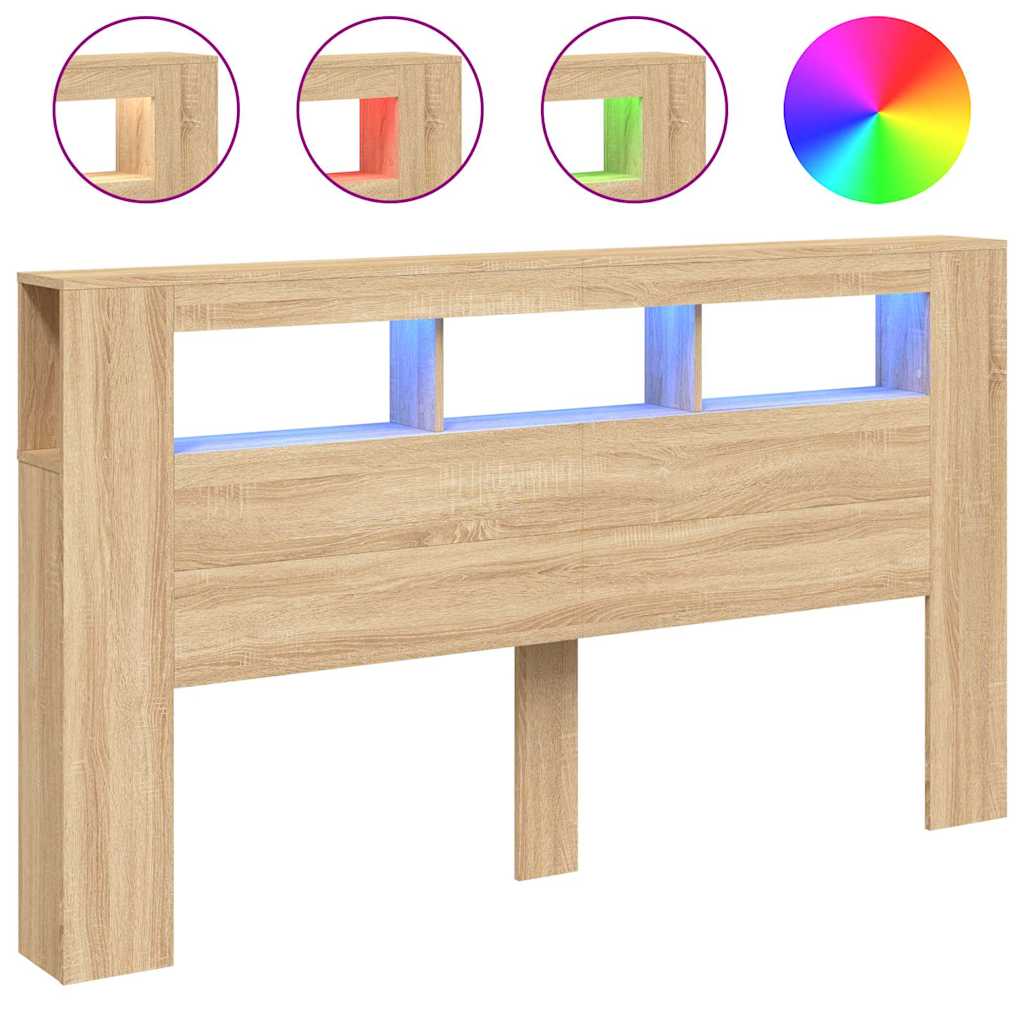 Tête de lit à LED chêne sonoma 180x18,5x103,5cm bois ingénierie - XIOS