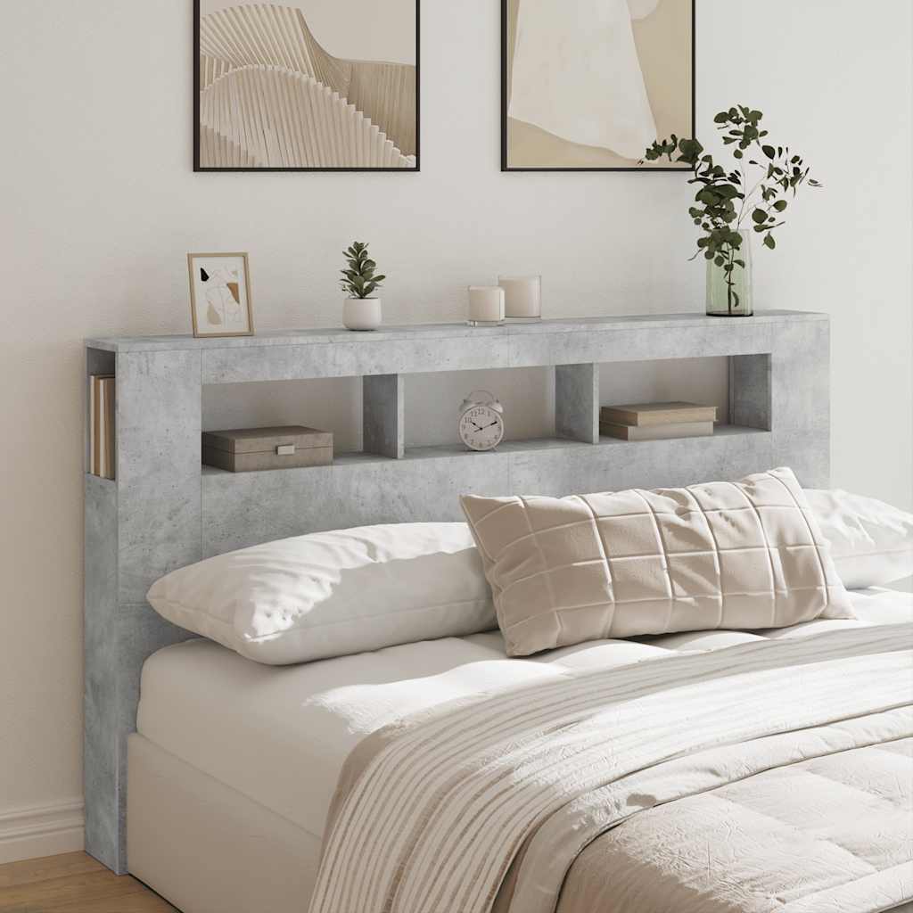 Tête de lit à LED gris béton 180x18,5x103,5cm bois d'ingénierie - XIOS