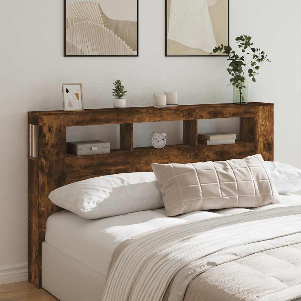 Tête de lit à LED chêne fumé 180x18,5x103,5cm bois d'ingénierie - XIOS