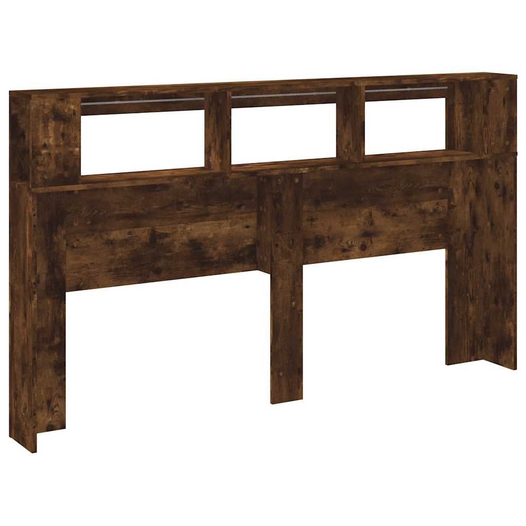 Tête de lit à LED chêne fumé 180x18,5x103,5cm bois d'ingénierie - XIOS