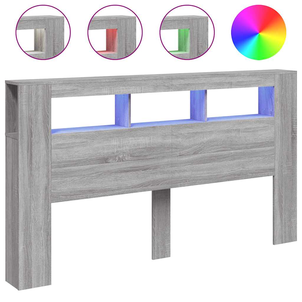 Tête de lit à LED sonoma gris 180x18,5x103,5 cm bois ingénierie - XIOS