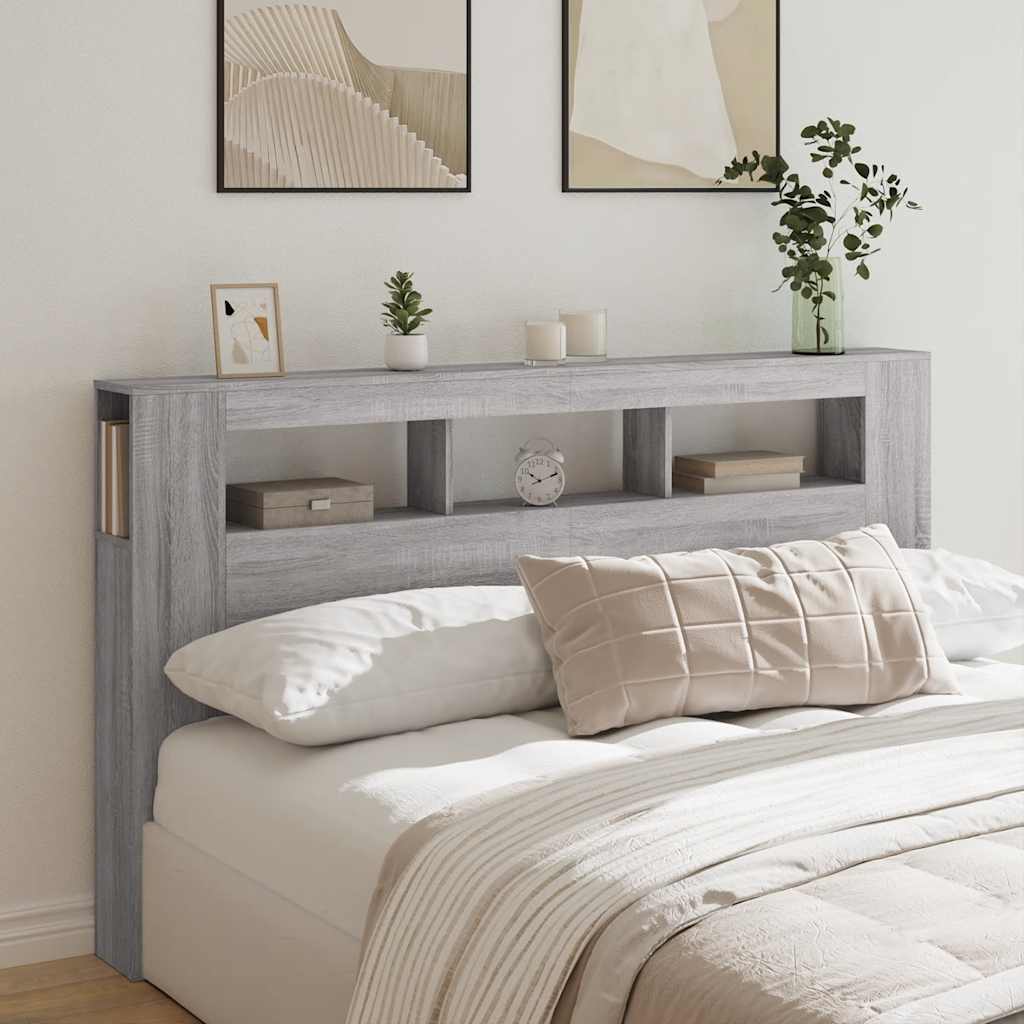 Tête de lit à LED sonoma gris 180x18,5x103,5 cm bois ingénierie - XIOS