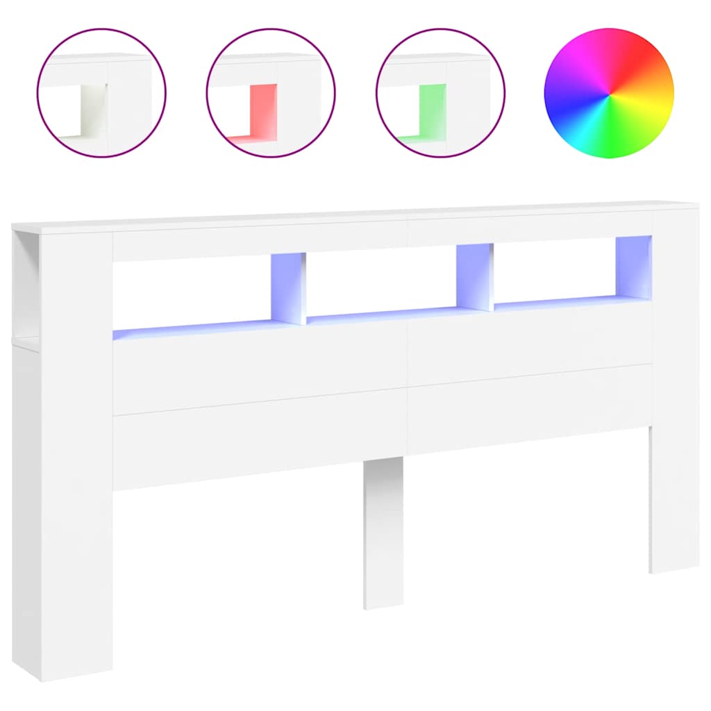 Tête de lit à LED blanc 200x18,5x103,5 cm bois d'ingénierie - XIOS