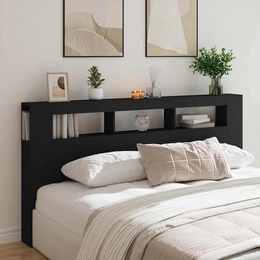 Tête de lit à LED noir 200x18,5x103,5 cm bois d'ingénierie - XIOS