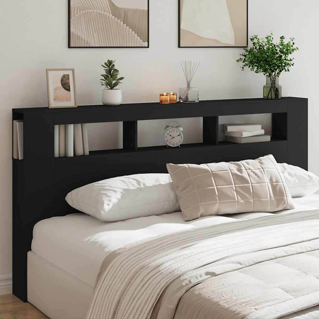 Tête de lit à LED noir 200x18,5x103,5 cm bois d'ingénierie - XIOS