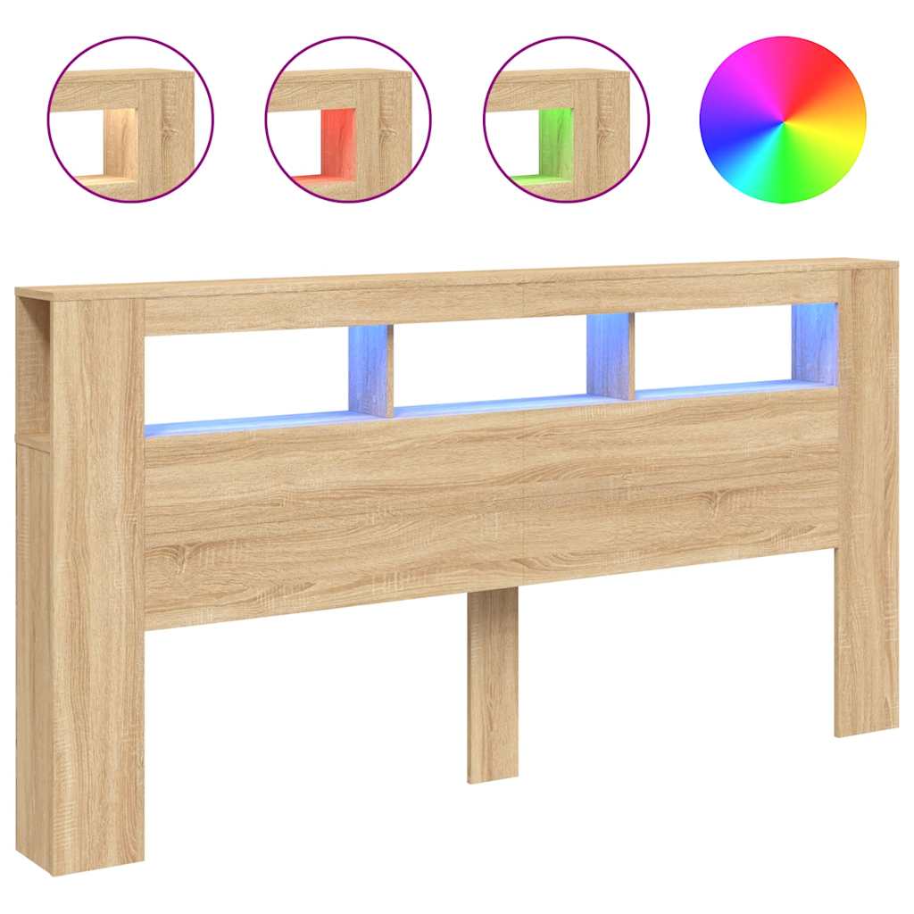 Tête de lit à LED chêne sonoma 200x18,5x103,5cm bois ingénierie - XIOS