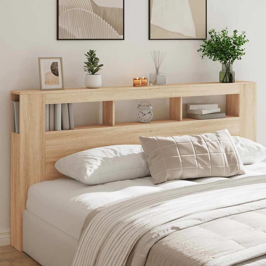 Tête de lit à LED chêne sonoma 200x18,5x103,5cm bois ingénierie - XIOS