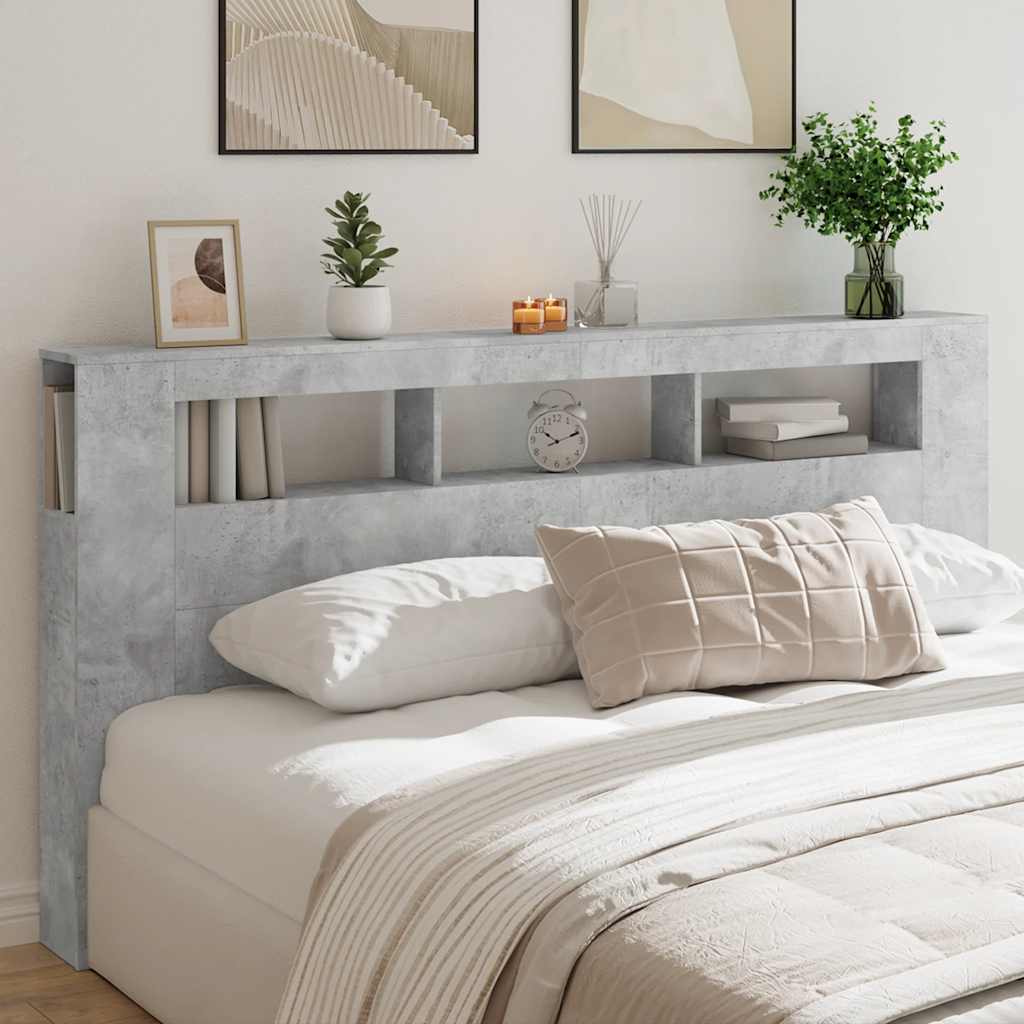 Tête de lit à LED gris béton 200x18,5x103,5cm bois d'ingénierie - XIOS