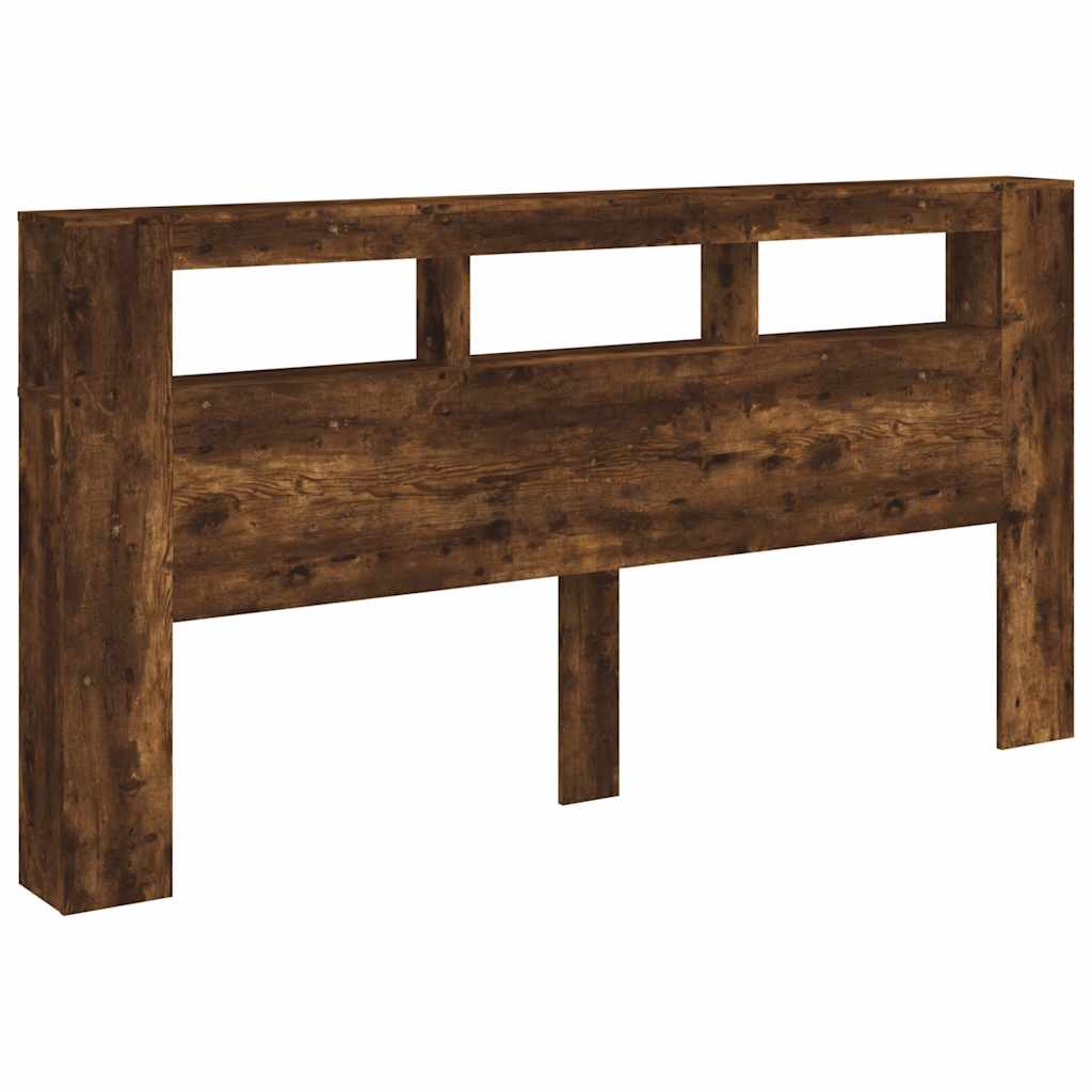 Tête de lit à LED chêne fumé 200x18,5x103,5cm bois d'ingénierie - XIOS