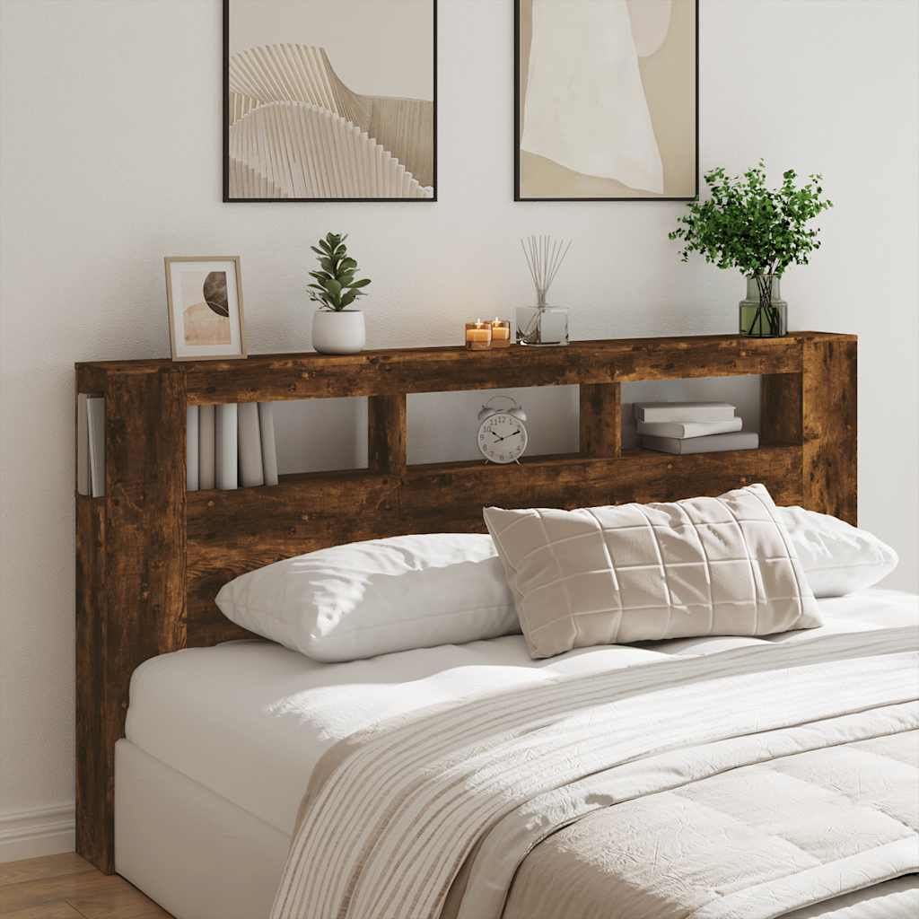 Tête de lit à LED chêne fumé 200x18,5x103,5cm bois d'ingénierie - XIOS
