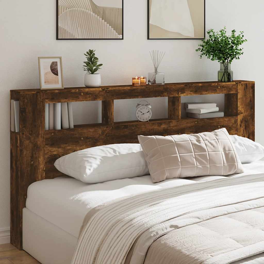 Tête de lit à LED chêne fumé 200x18,5x103,5cm bois d'ingénierie - XIOS