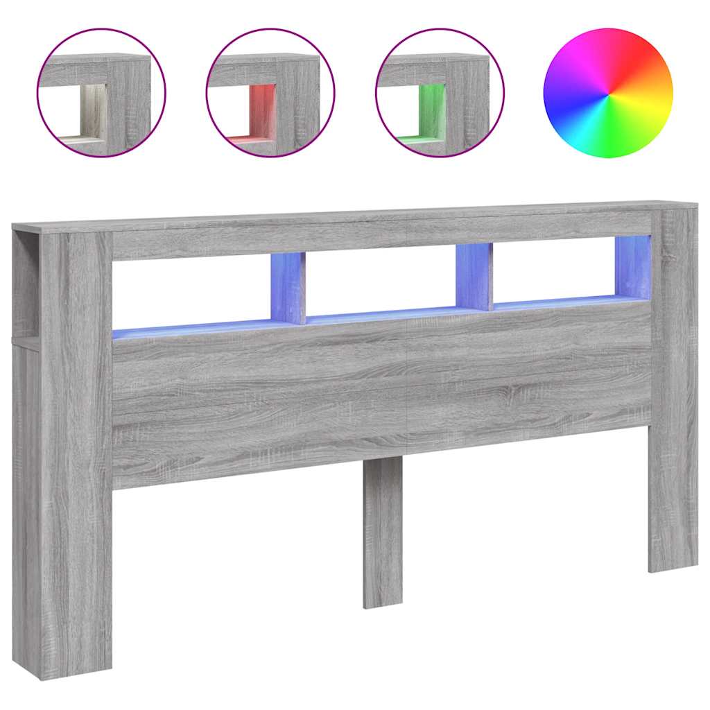 Tête de lit à LED sonoma gris 200x18,5x103,5 cm bois ingénierie - XIOS