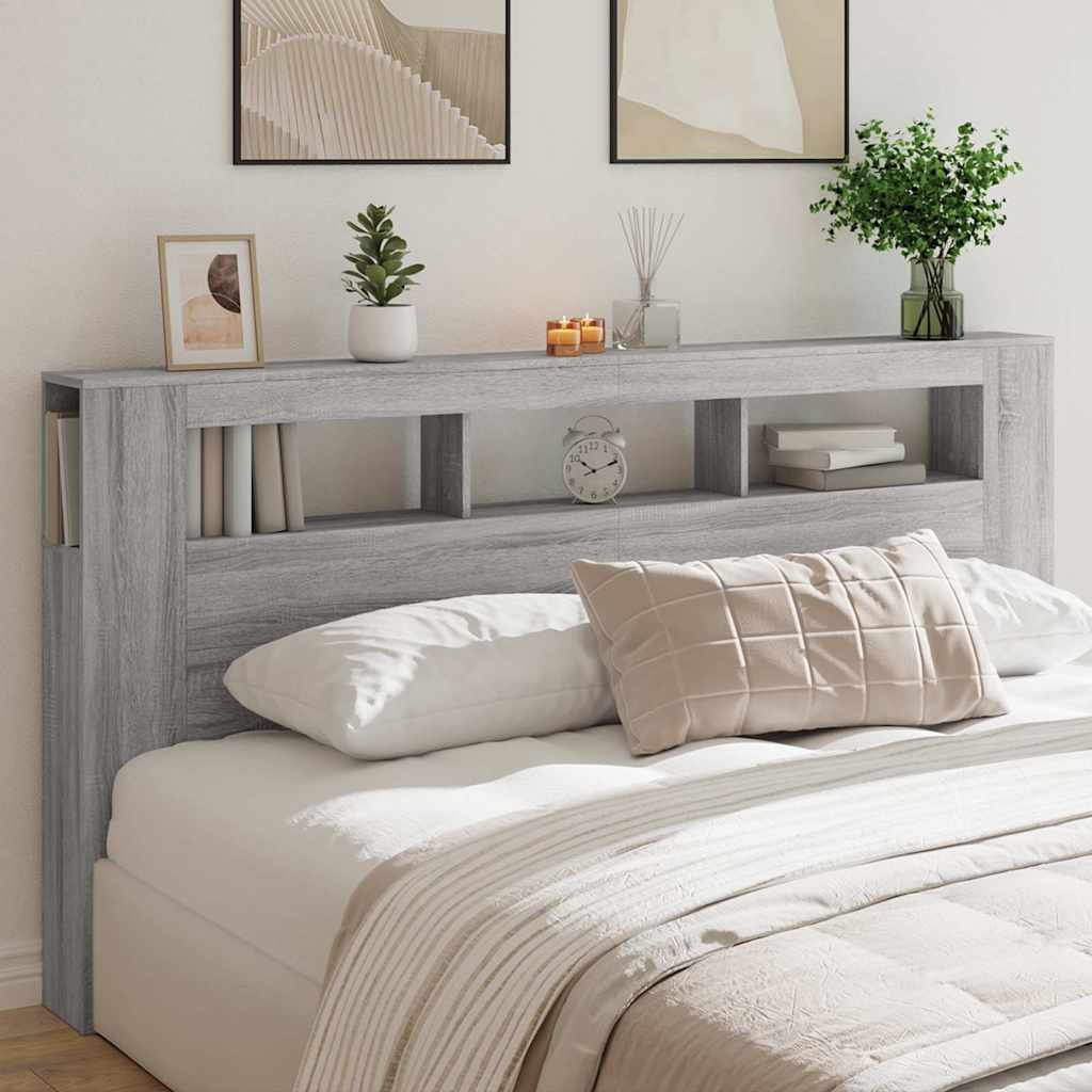 Tête de lit à LED sonoma gris 200x18,5x103,5 cm bois ingénierie - XIOS