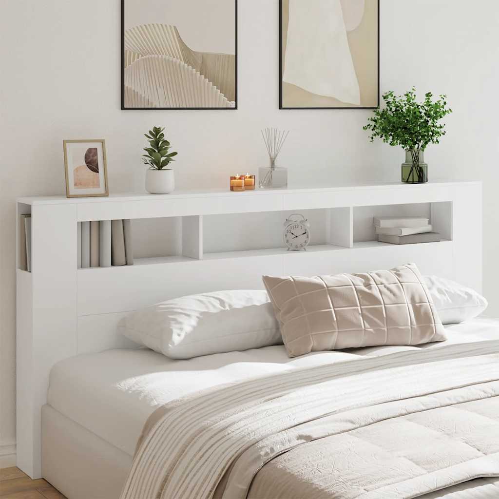 Tête de lit à LED blanc 220x18,5x103,5 cm bois d'ingénierie - XIOS