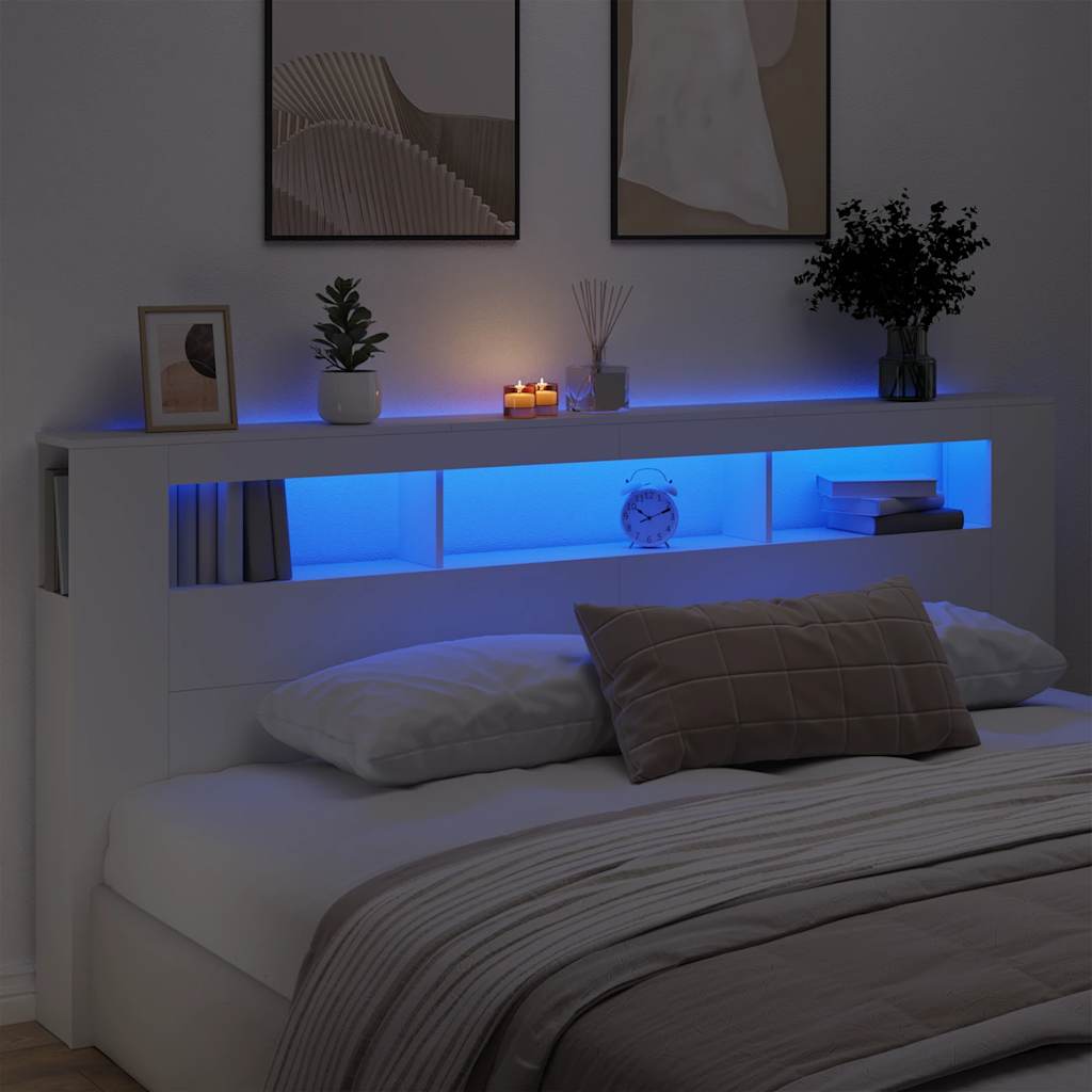 Tête de lit à LED blanc 220x18,5x103,5 cm bois d'ingénierie - XIOS