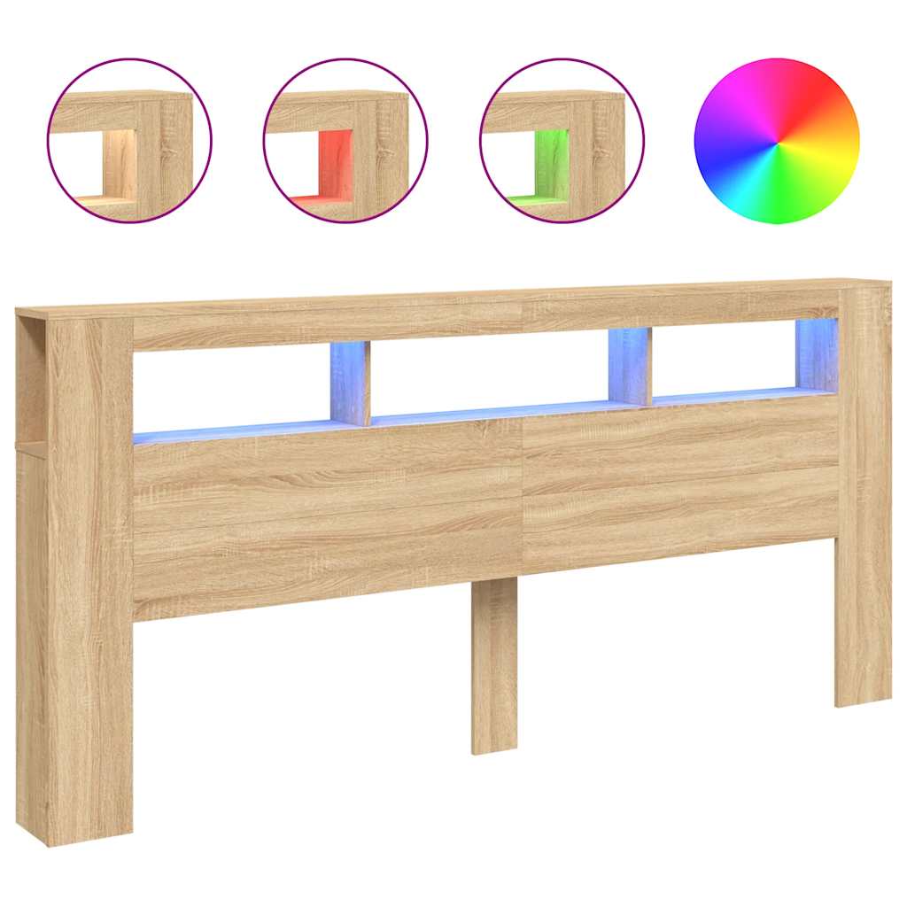 Tête de lit à LED chêne sonoma 220x18,5x103,5cm bois ingénierie - XIOS
